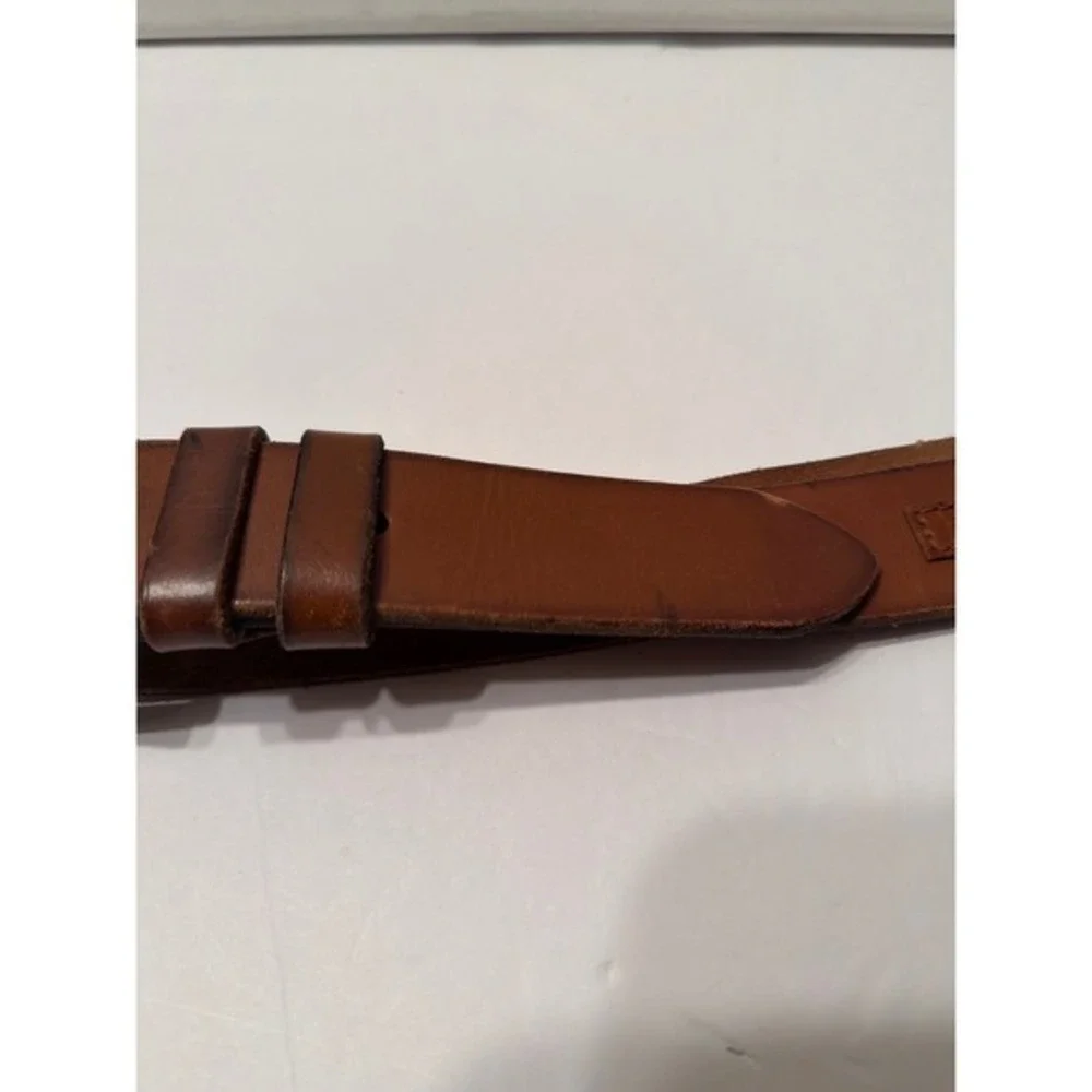 Polo Ralph Lauren Mens Cognac Brown Leather Belt Silver Buckle Size 44